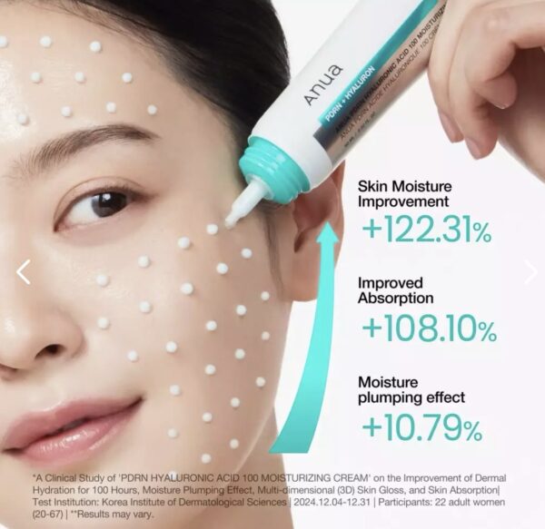 Anua - PDRN hyaluronic ácid 100 moisturizing cream x60ml - Imagen 3