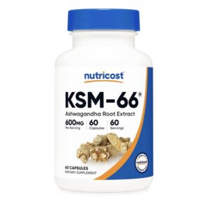 Nutricost - KSM -66 extracto de raíz ashwagandha 600mg de 60 cápsulas
