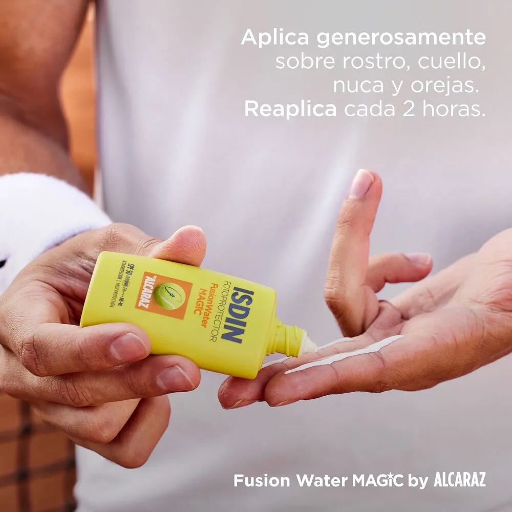 Isdin - Protector solar fusión water by alcaraz x 50ml + fusión gel sport gratis x100ml - Imagen 6