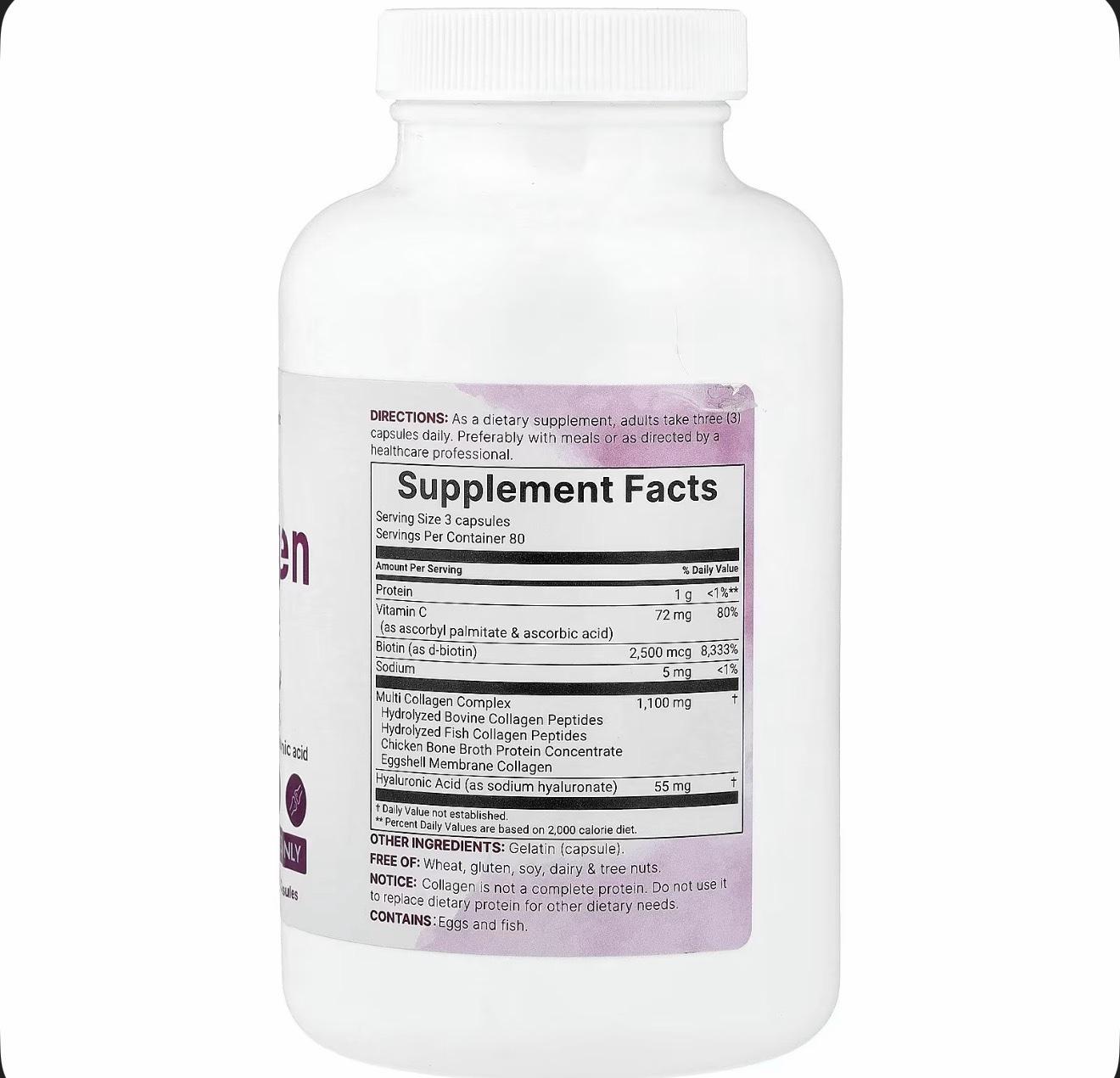 Multi Collagen peptides complex type I, II, III, V, X x240 cápsulas - Imagen 2