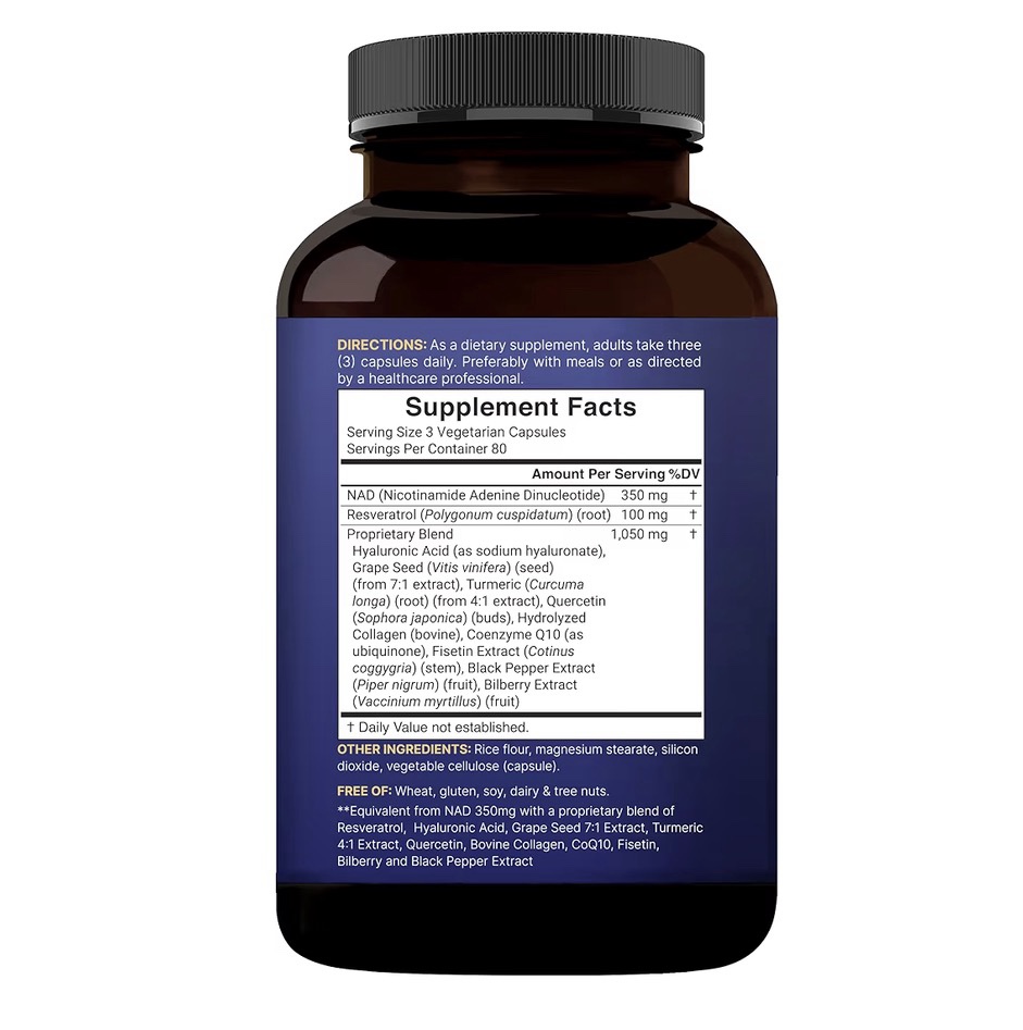 Naturebell - NAD + resveratrol + ácido hialuronico x240 cápsulas - Imagen 2