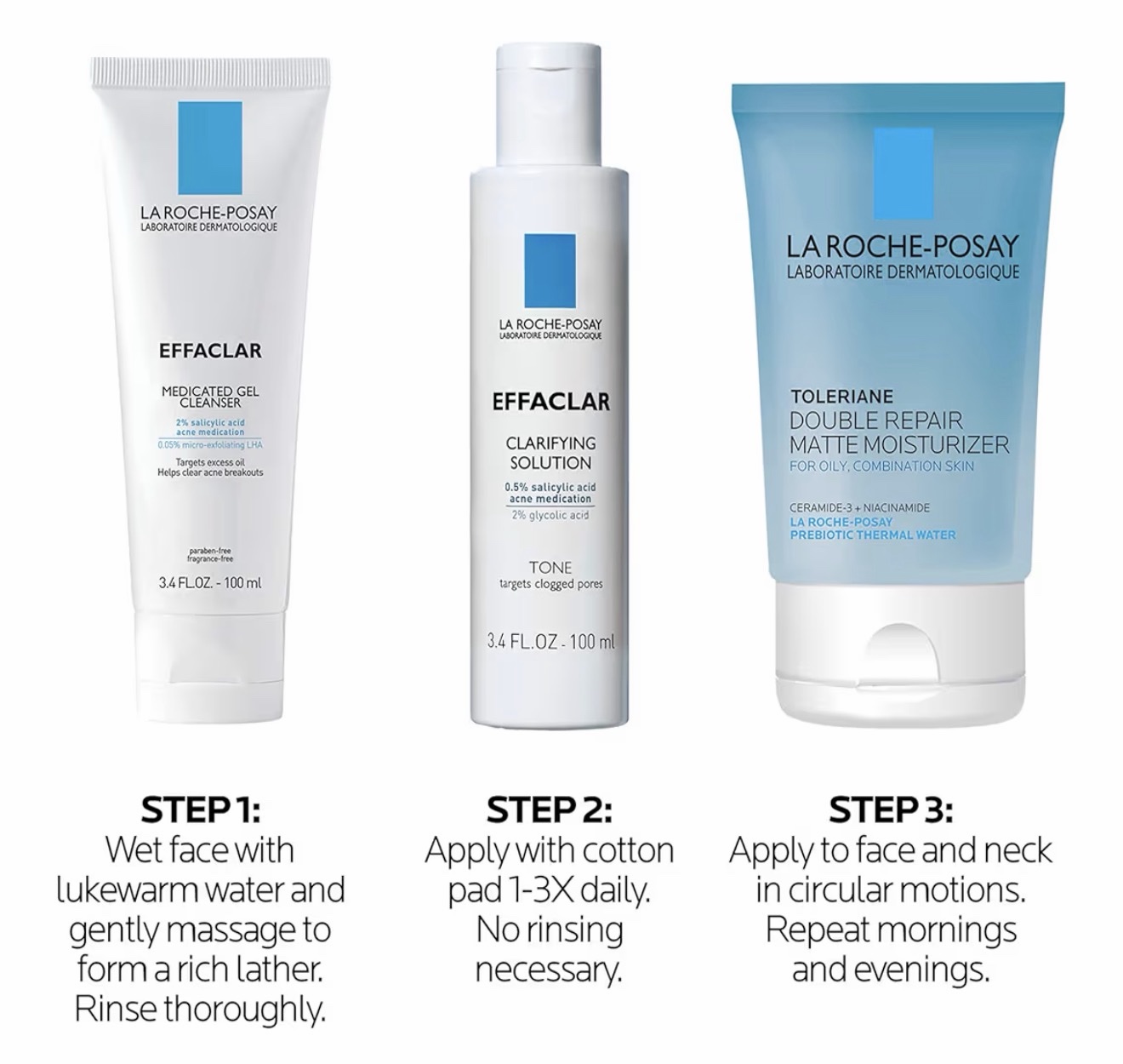 La Roche-Posay Effaclar - Kit de acné diario con limpiador, tóner e hidratante - Imagen 9