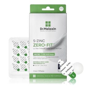 Dr.Melaxin - S-ZINC ZERO-FIT - Parche de manchas ultrafinas de 0.001 in con azufre, ácido salicílico, AHA y PHA, sin costuras, para debajo del maquillaje, parches de 0.472 in x 72