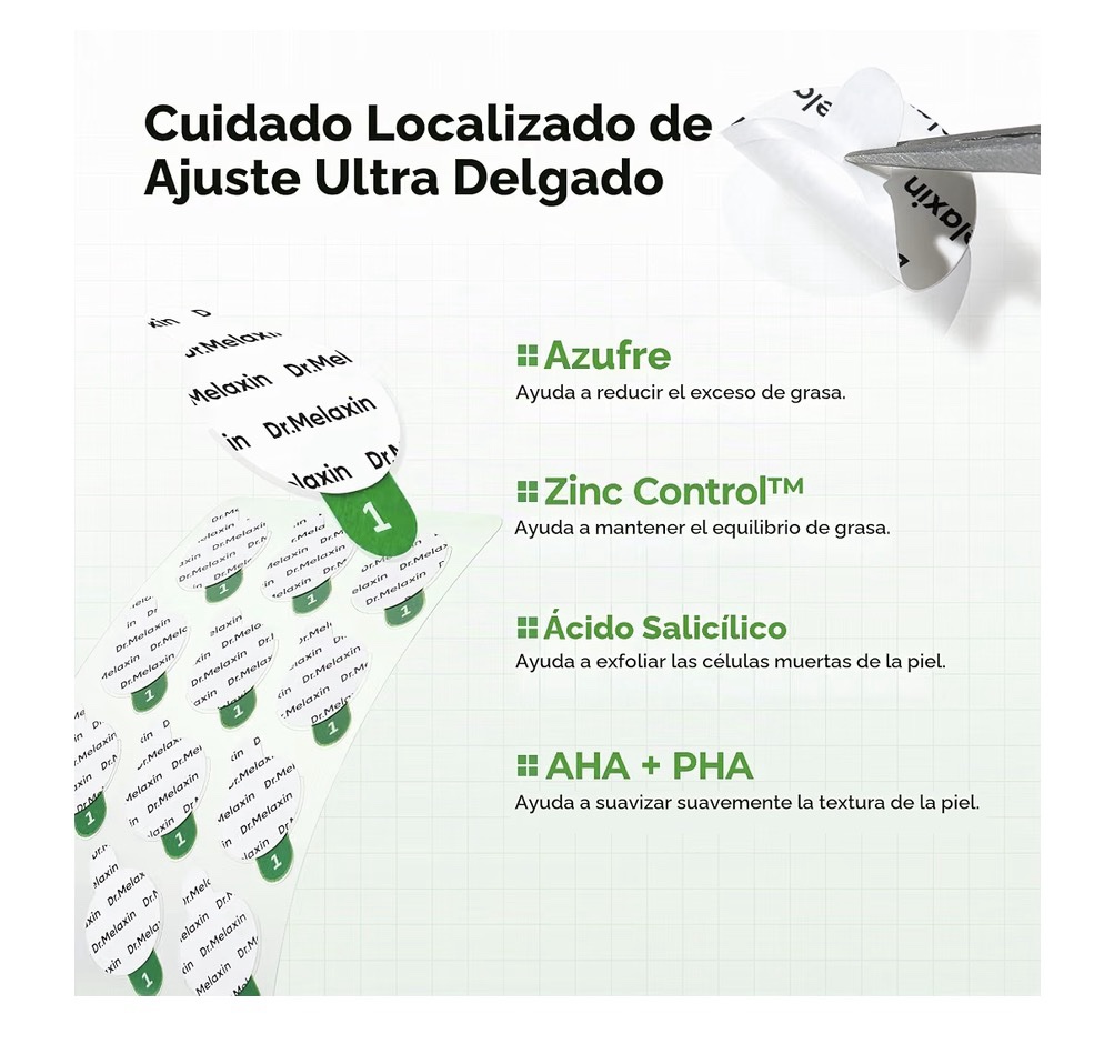 Dr.Melaxin - S-ZINC ZERO-FIT - Parche de manchas ultrafinas de 0.001 in con azufre, ácido salicílico, AHA y PHA, sin costuras, para debajo del maquillaje, parches de 0.472 in x 72 - Imagen 7