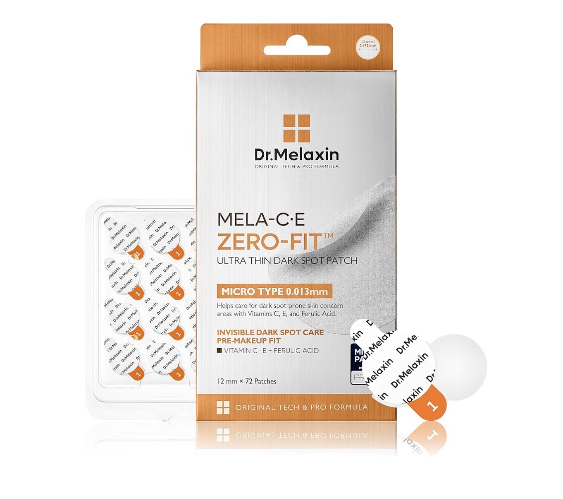 Dr.Melaxin - Mela-C·E ZERO-FIT - Parche ultra fino de 0.001 in, adhesivos invisibles para la cara con vitamina C, E y ácido ferúlico, sin costuras, para el cuidado del tono de la piel, 0.472 in x 72