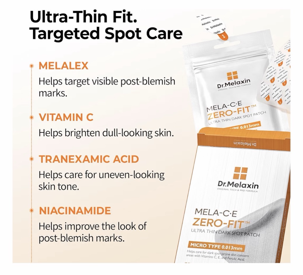 Dr.Melaxin - Mela-C·E ZERO-FIT - Parche ultra fino de 0.001 in, adhesivos invisibles para la cara con vitamina C, E y ácido ferúlico, sin costuras, para el cuidado del tono de la piel, 0.472 in x 72 - Imagen 6