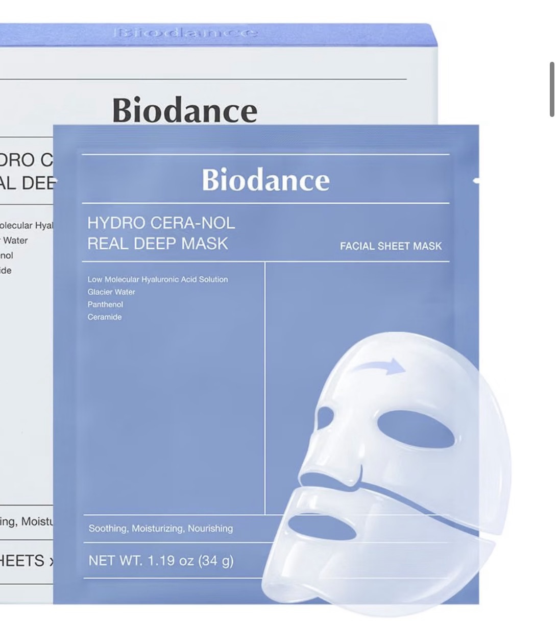 BIODANCE Hydro Cera-nol - Máscara profunda real, mascarilla hidratante de hidrogel durante la noche, hidratante, reducción del enrojecimiento, calma rápida, cuidado después del sol