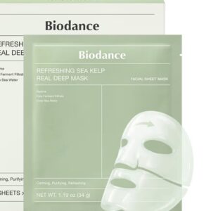 BIODANCE Máscara refrescante profunda de algas marinas, mascarilla facial de hidrogel durante la noche, calmante, control de aceite y sebo, cuidado de manchas, cuidado después del sol