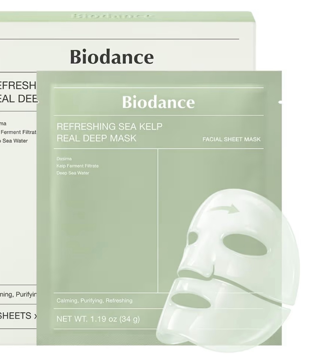 BIODANCE Máscara refrescante profunda de algas marinas, mascarilla facial de hidrogel durante la noche, calmante, control de aceite y sebo, cuidado de manchas, cuidado después del sol