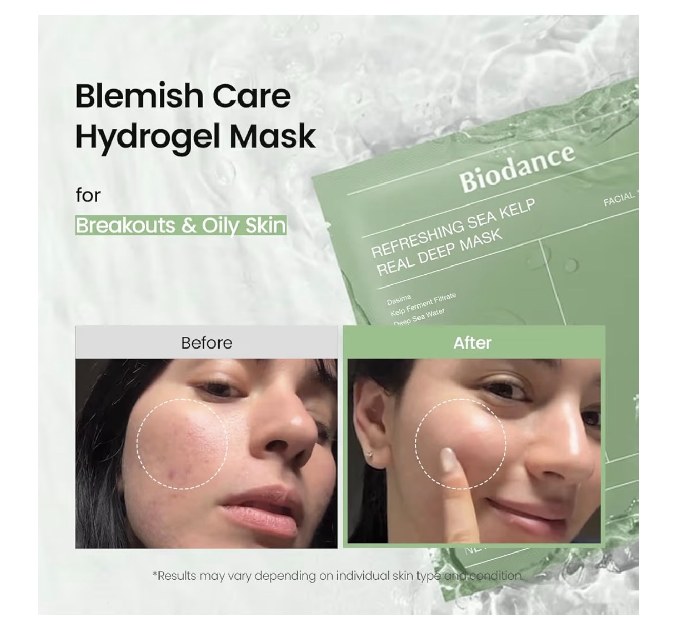 BIODANCE Máscara refrescante profunda de algas marinas, mascarilla facial de hidrogel durante la noche, calmante, control de aceite y sebo, cuidado de manchas, cuidado después del sol - Imagen 2